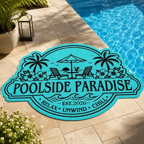 Poolside Mat,Summer Pool Mats 23.6 x 35.4 Inch, Non Slip Pool Floor Mat for Deck, Swimming Poolside Seating Mats with Rubber Backing for Floor Entrance Seasonal Patio Porch Outside Home Decor