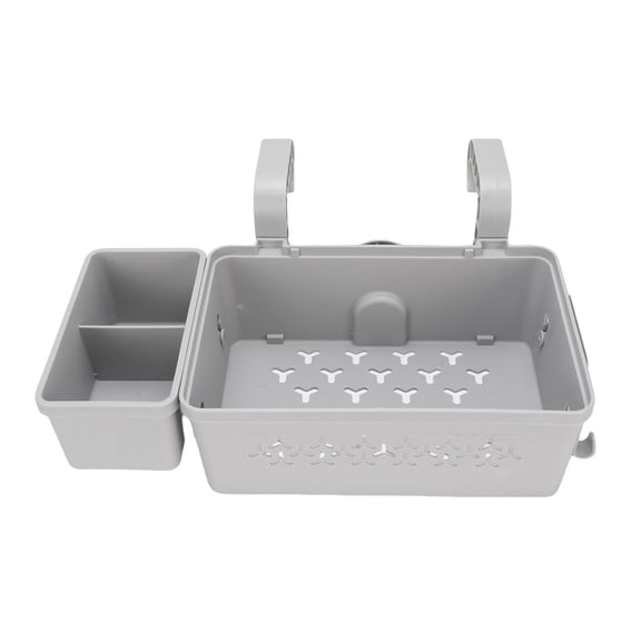 Poolside Storage Basket with Cup Holders Large Capacity Waterproof Hanging Pool Organizer for Above Ground Pools Toys Towels Grey 12.4 x 8.7 x 4.3 inches / 31.5 x 22 x 11 cm
