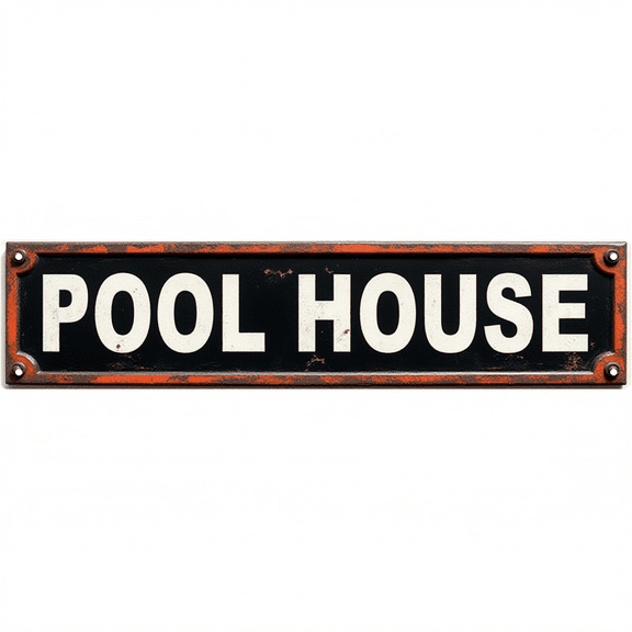 Poolside-Themed Tin Sign 16*4 Inches - Great"Pool House" for Pool House, Patio, Backyard - Features Pool House Design, Boosts Pool Signs & Outdoor Decor Vibe