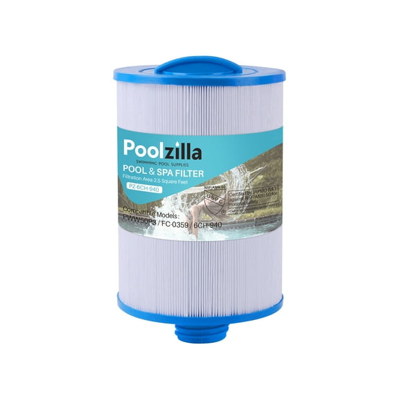 Poolzilla 1 Pack Replacement Cartridge for Spa Filter PWW50P3 (1 1/2" Coarse Thread), Unicel 6CH-940, 817-0050, Filbur FC-0359, 25252, 03FIL1400, Waterway Front Access Skimmer, Screw in SAE Filter