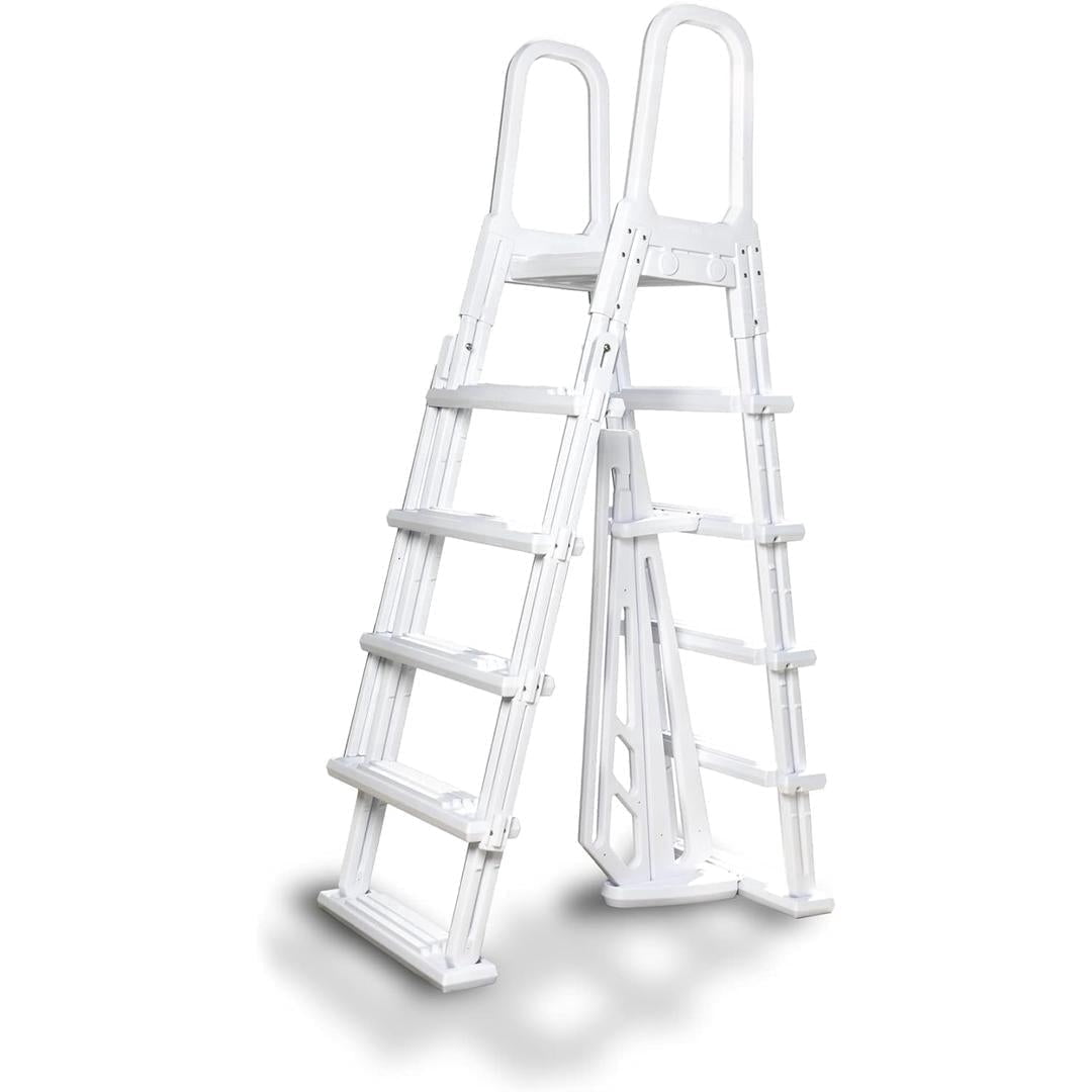 Poolzilla Pool Step Ladder for Above Ground Pools - A-Frame Flip Up Ladder w/Non Skid Platform - for 48’’ to 54’’ in. Above Ground Pools