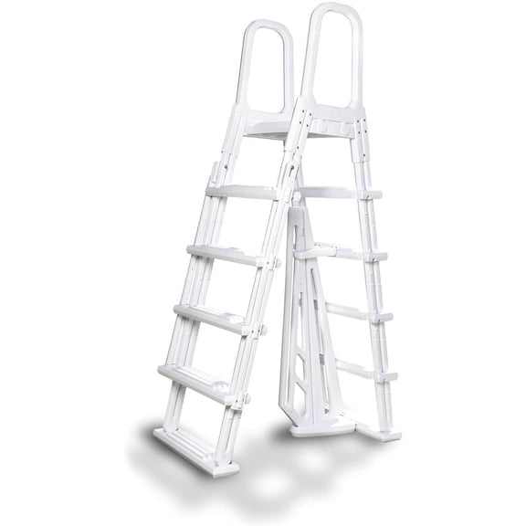 Poolzilla Pool Step Ladder for Above Ground Pools - A-Frame Flip Up Ladder w/Non Skid Platform - for 48 to 54 in. Above Ground Pools