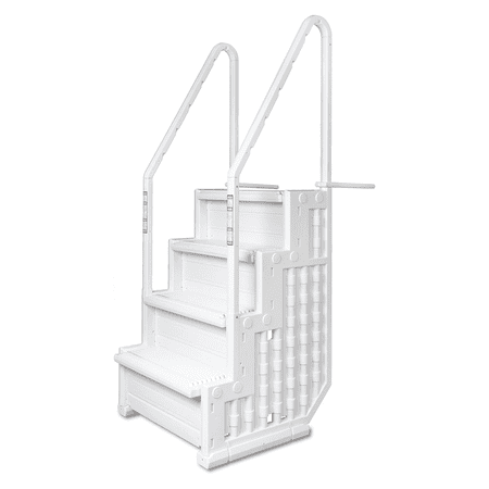 Poolzilla Premium Pool Step Ladder for Above Ground Pools - Deck Mounted Ladder w/Double Handrails, and Anti Entrapment - for 48’’ to 54’’ in. Above Ground Pools