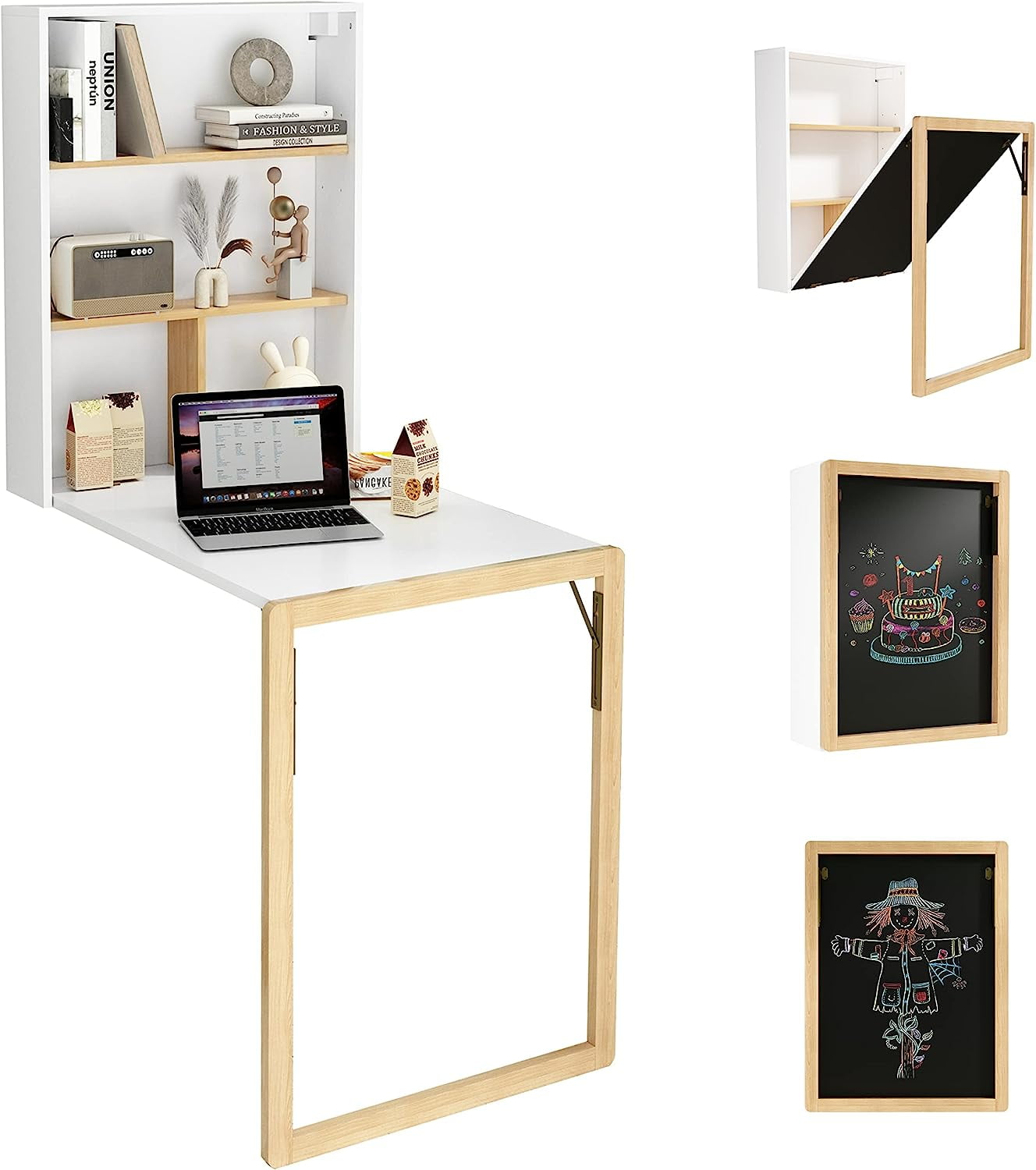 Poombiubiu Wall Desk Fold Down Floating Folding Wall Desk for Small