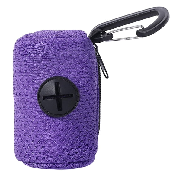 Poop Bag Holder with Clip for Leash, Dog Poop Bag Dispenser, Nylon Poop Bag Carrier, Portable Pet Waste Bag Holder for Walking,Purple