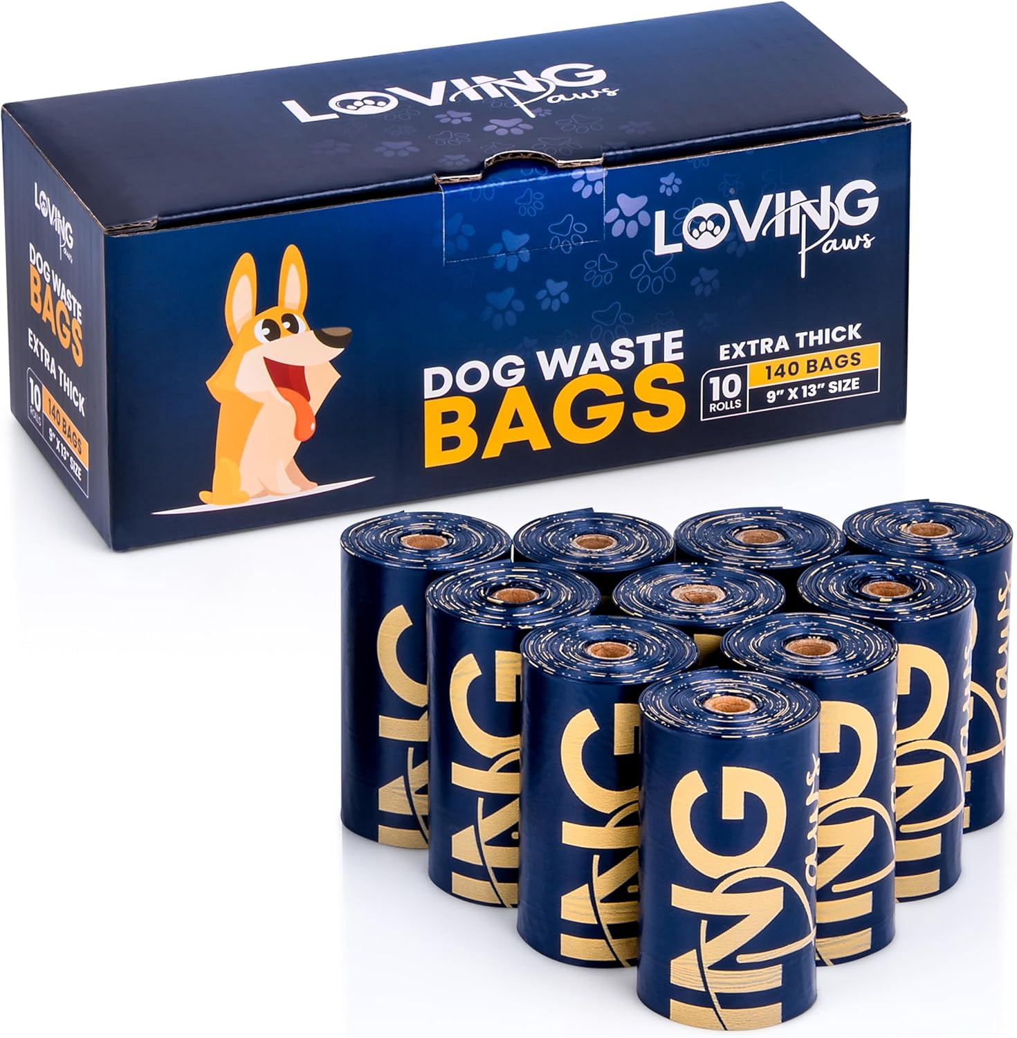 Poop Bags - 140 Heavy Duty, Extra Thick & Leak Proof, Count Easy Open Refill Rolls (140 Bags)