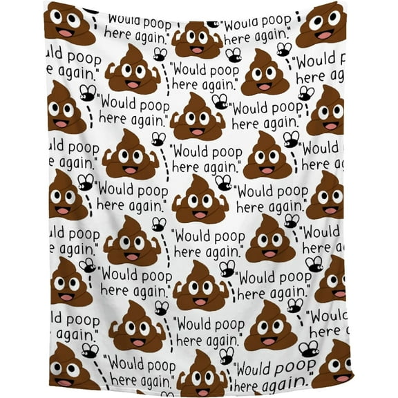 Poop Blanket,Poop Throw Blanket,Would Poop Here Again Funny Blanket Gift for Friends,Warm Lightweight Cozy Plush Blankets for Bed Sofa Couch Bedroom Travel,50"x60"
