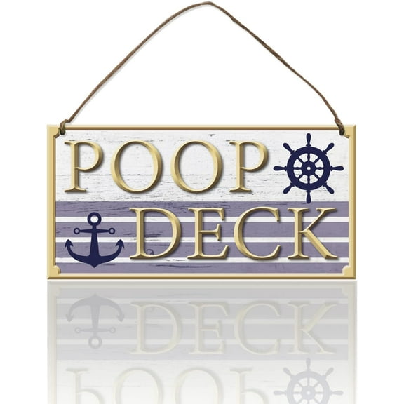 Poop Deck Wooden Signs Hanging Signs Plaques Beach Decor Wood Wall Art Decor Wooden Hanging Door Decor