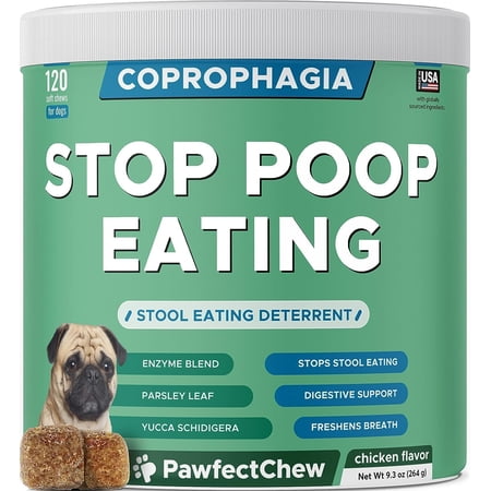 No Poop Eating for Dogs - Stop and Prevent Coprophagia - Dog Poop Eating Deterrent & Prevention - Digestive Enzymes + Probiotics for Gut Health - Breath Freshener - 120 Chews