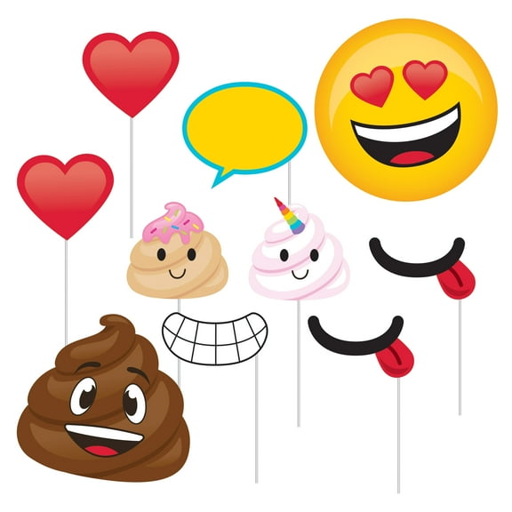 Poop Emoji Photo Booth Props, 10 pk