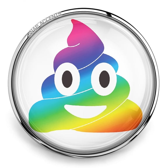 Snap Jewelry Poop Emoji Rainbow, Rainbow Ginger Charm 18MM Button, For Interchangeable DIY Customizable Accessories