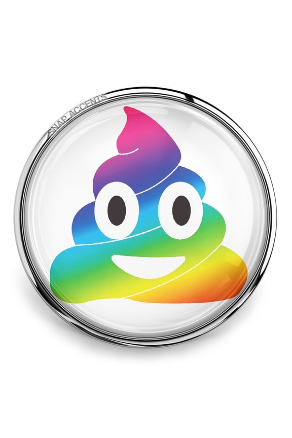 Snap Jewelry Poop Emoji Rainbow, Rainbow Ginger Charm 18MM Button, For Interchangeable DIY Customizable Accessories