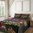 thumbnail image 1 of Poop Emoji Sheet Set, Modern Vibes Curious and Whimsical Poos with Colorful Wordings, Fitted & Flat Sheet with Pillowcase Bedding Accent 4 Pcs Set, Calking, Dark Taupe and Dark Lavender, by Ambesonne, 1 of 5
