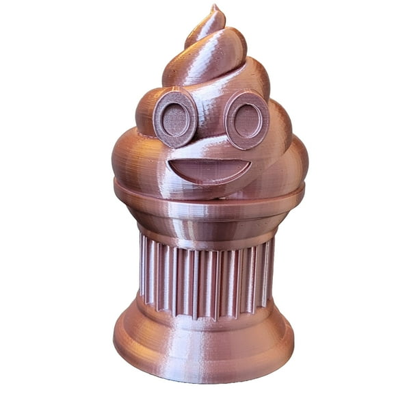 Znet3D Poop Emoji Trophy - Perfect Award or Gift - Handmade w/Additive Manufacturing - 6" inches Tall - Featuring a Solid Silk Brown Poop Emoji on a Column Pillar