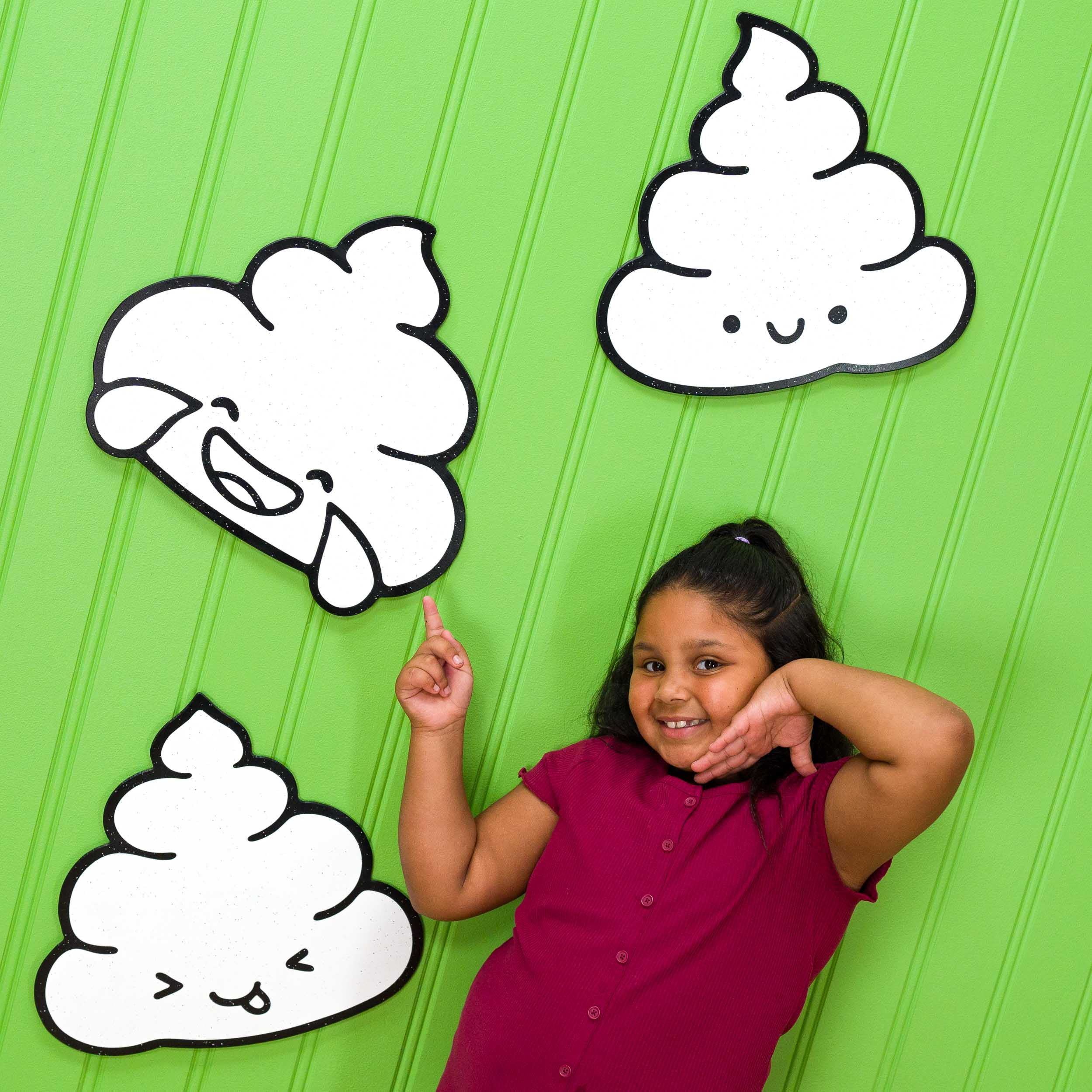 Poop Emojis 3 pc Set Color & Erase Kids, Nursery, Teen Décor