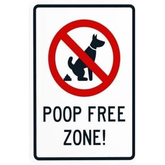 Poop Free Zone Graphic Warning Metal Sign, No Dog Poop Security Plaque for Road Yard Garage Street, Pet Waste Control Safety Sign, 8x12 Inch