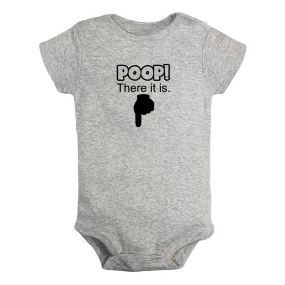 Poop! There It is Funny Rompers For Babies, Newborn Baby Unisex Bodysuits, Infant Jumpsuits, Toddler 0-24 Months Kids One-Piece Oufits (Gray, 0-6 Months)