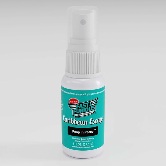 Fast & Furious Odor Eliminator Poop In Peace Before-You-Go Toilet Spray, Caribbean Escape Scent, 1 fl. oz.