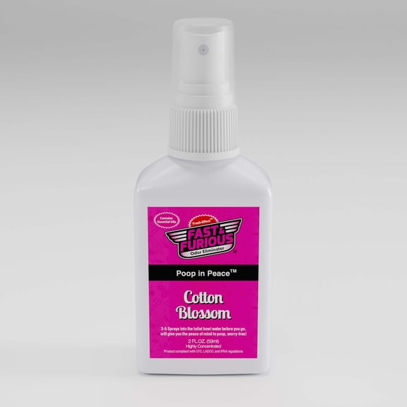 Fast & Furious Odor Eliminator Poop In Peace Before-You-Go Toilet Spray, Cotton Blossom Scent, 1 fl. oz.