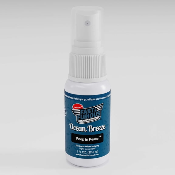 Fast & Furious Odor Eliminator Poop In Peace Before-You-Go Toilet Spray, Ocean Breeze Scent, 1 fl. oz.