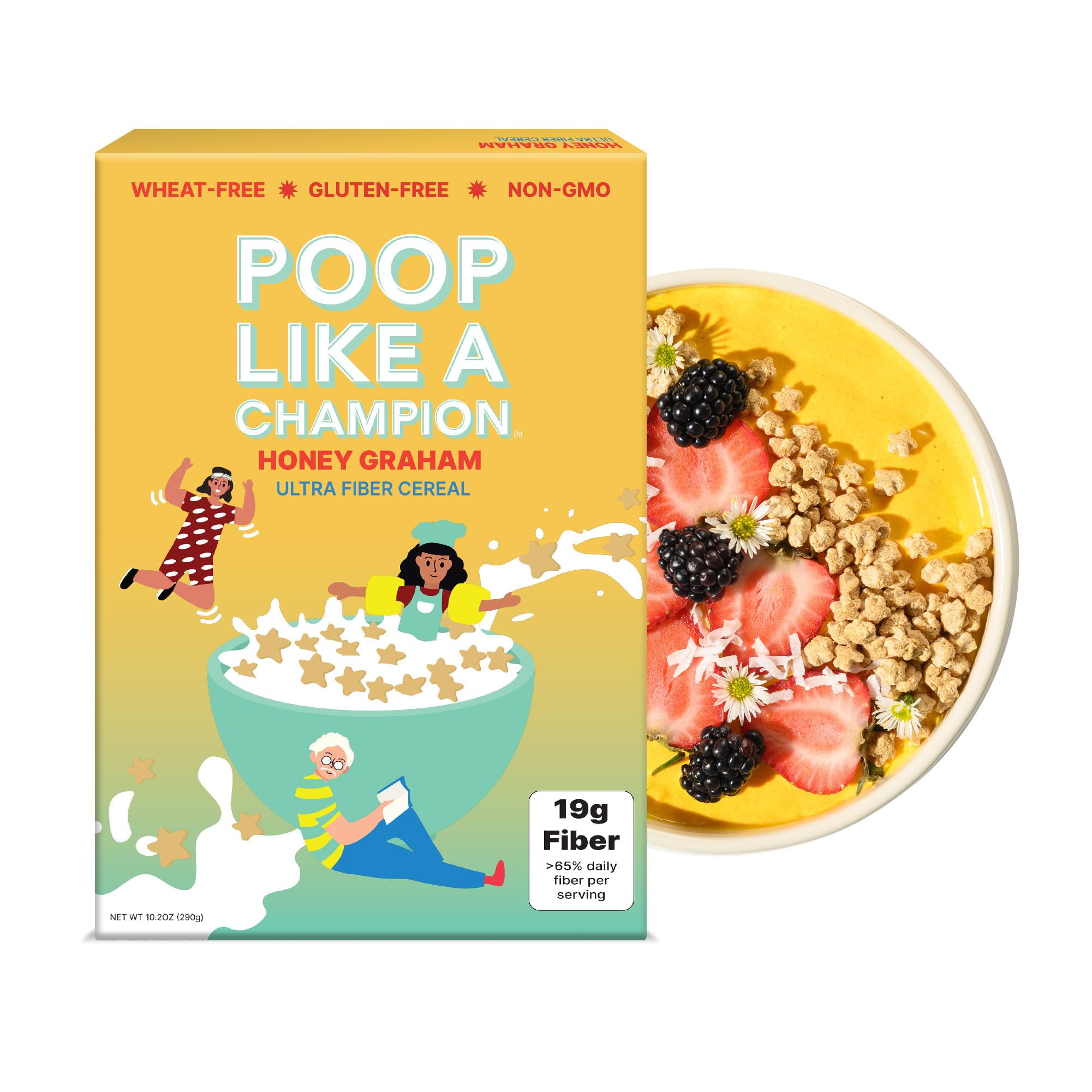 Poop Like a Champion High Fiber Cereal - Honey Graham - Healthy Low ...