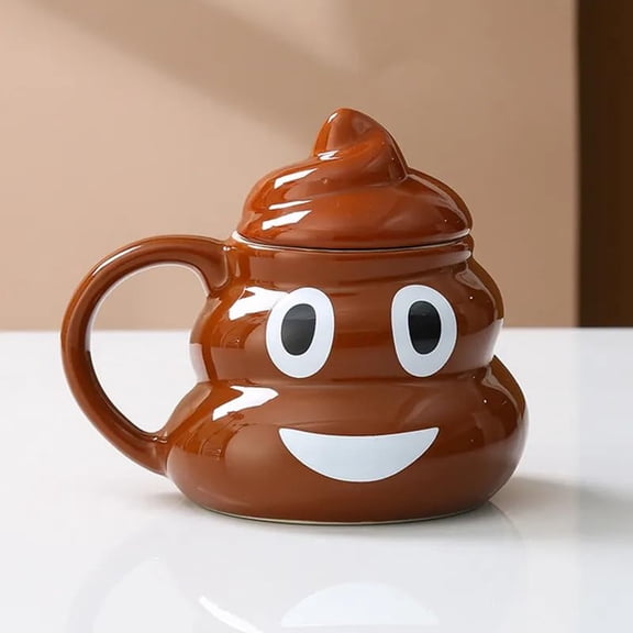 Poop Mug Funny Coffee Mug, Ceramic 20 OZ, Poop Emoji Creative Cute Decor Gifts to Child Girls Friends Birthday Christmas Housewarming