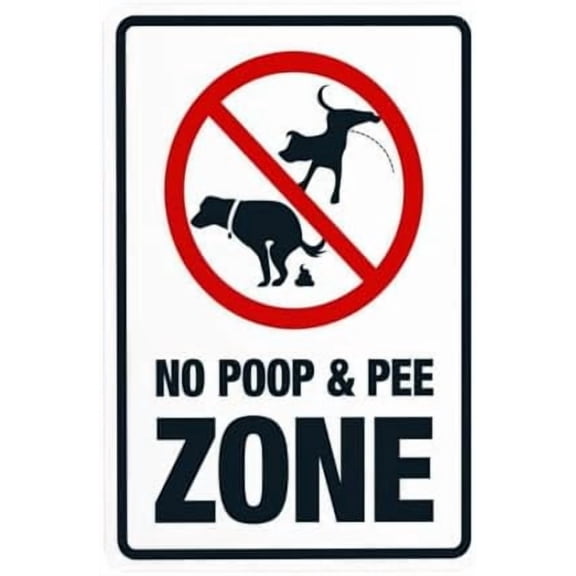No Poop And Pee Zone Warning Sign, No Dog Poop Metal Signs for Business Home Outdoor Indoor Road Yard Garage Street Wall Caution Custom Decor 8 x 12 Inch