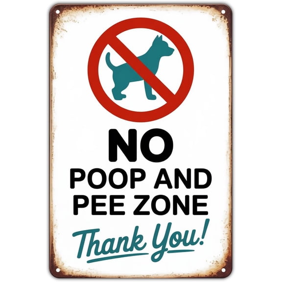 No Poop and Pee Zone tin sign Vintage Dog Waste Prohibited Metal Sign for Garden & Yard Bar Porch Garage Home Bedroom Kitchen Decor Gift 8 x 12 easy to hang