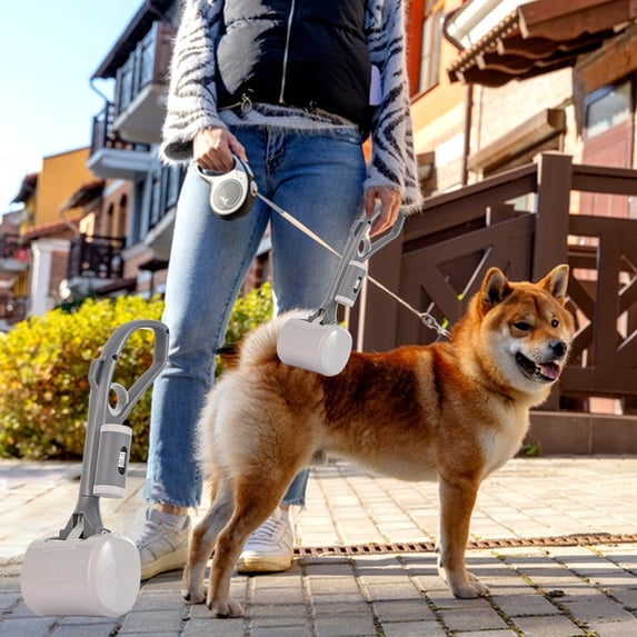 Poop Pickers for Dogs, Ergonomic Pet Poop Scoopers with Large Shovel Head, Hygienic Design for Outdoor Walking, Convenient Pickup Tool with Garbage Bag Holder