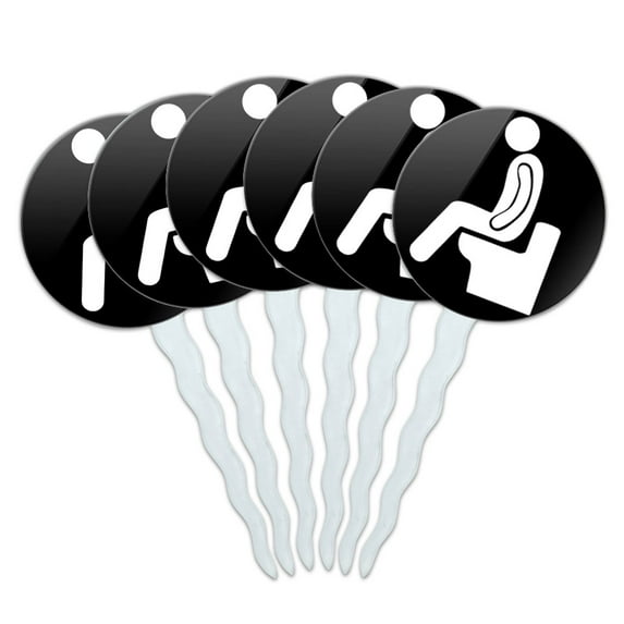 Poop Pooping Toilet Cupcake Picks Toppers - Set of 6