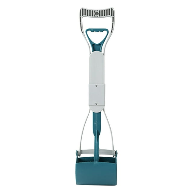 Poop Scoop with Long Handle, Spring-Loaded Lightweight Design for All Dogs Sizes, Durable Plastic Pet Waste Remover for Lawn Yard Garden Cleanup, Portable Dog Pooper Scooper Dark Green