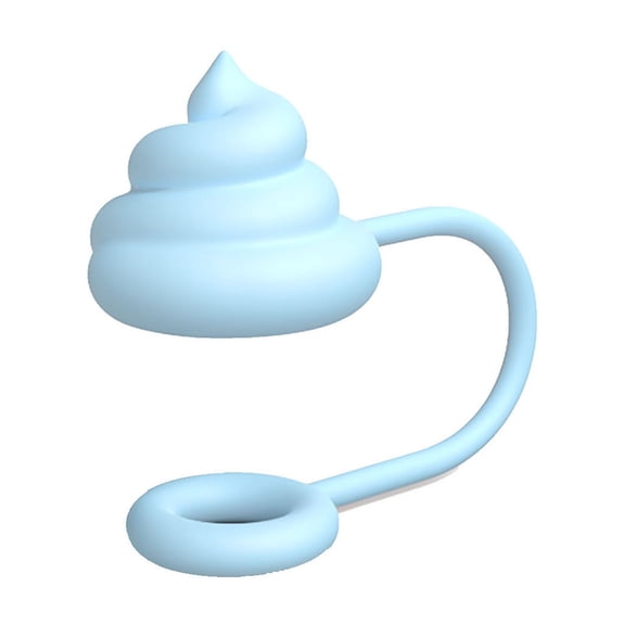 Poop Silicone Straw Covers for Stanley Tumblers, Compatible with 30oz & 40oz, Fits 10mm Straws, Fun & Secure Cap Outdoor Straw Sleeve Overflow Stopper (2 Pack, Light Blue)