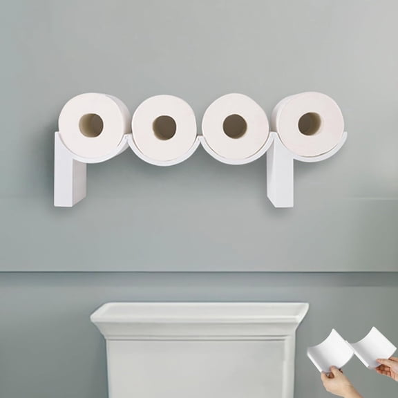 Poop Toilet Paper Holder Shelf, Functional and Fun TP Shelf, Bathroom Wall Decor Art, Cute 3D Wall Mount Storage Rack, Funny Bathroom Whimsical Space-Saving Wall Decorate