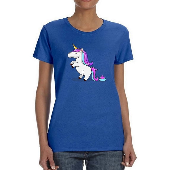 Poop Unicorn Women Royal Blue T-Shirt, Female Small