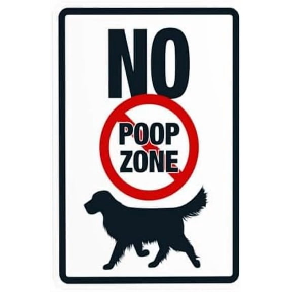 No Poop Zone With Dog Graphic Warning Sign, No Dog Poop Security Metal Signs for Busines Home Outdoor Indoor Road Yard Garage Street Wall Caution Decor 8 x 12 Inch
