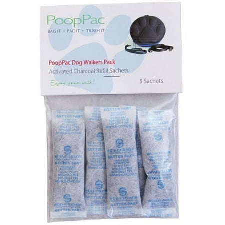 PoopPac Designs Dog Walker Waste Case Activated Charcoal Refills - Pack of 5