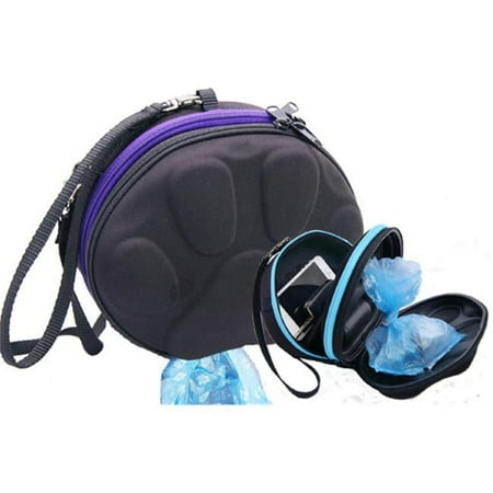 PoopPac Designs Dog Walker Waste Case Black with Purple Zipper
