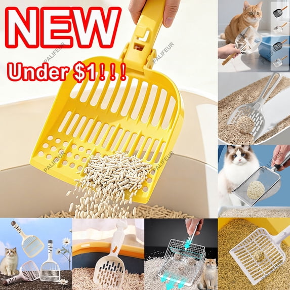 Pooper Scooper Cat Litter Scoop Extra Large Non Stick Long Handle Sifting Plastic Heavy Duty for Multi Pet Households by PALIFEUR