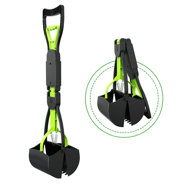 Pooper Scooper, Foldable Dog Poop Waste Pick up Shovel with Long Handle