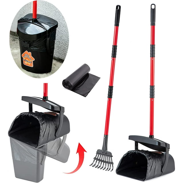 TIMINGILA Large & Small Dog Pooper Scooper with Swivel Bin, Rake & 20