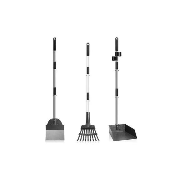 3-Piece Dog Waste Set – Rake, Scoop & Shovel Pooper Scooper Set