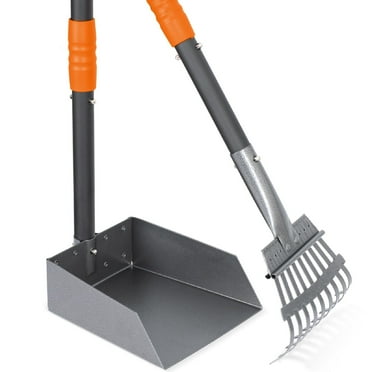 Niubya Pooper Scooper for Dog, Poop Scoop with 2 Pack Adjustable Long Handle, Black&Orange