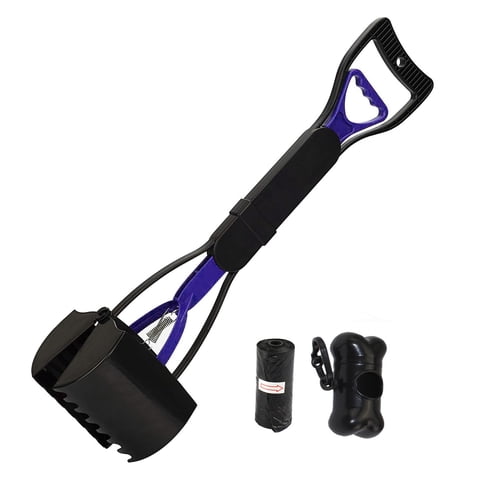BN-LINK Pooper Scooper with Waste Bags & Storage Box, 23.6'' Foldable Unbreakable Dog Poop Scooper, Long-Handle Lightweight Poop Grabber for Small/Medium/Large Dogs