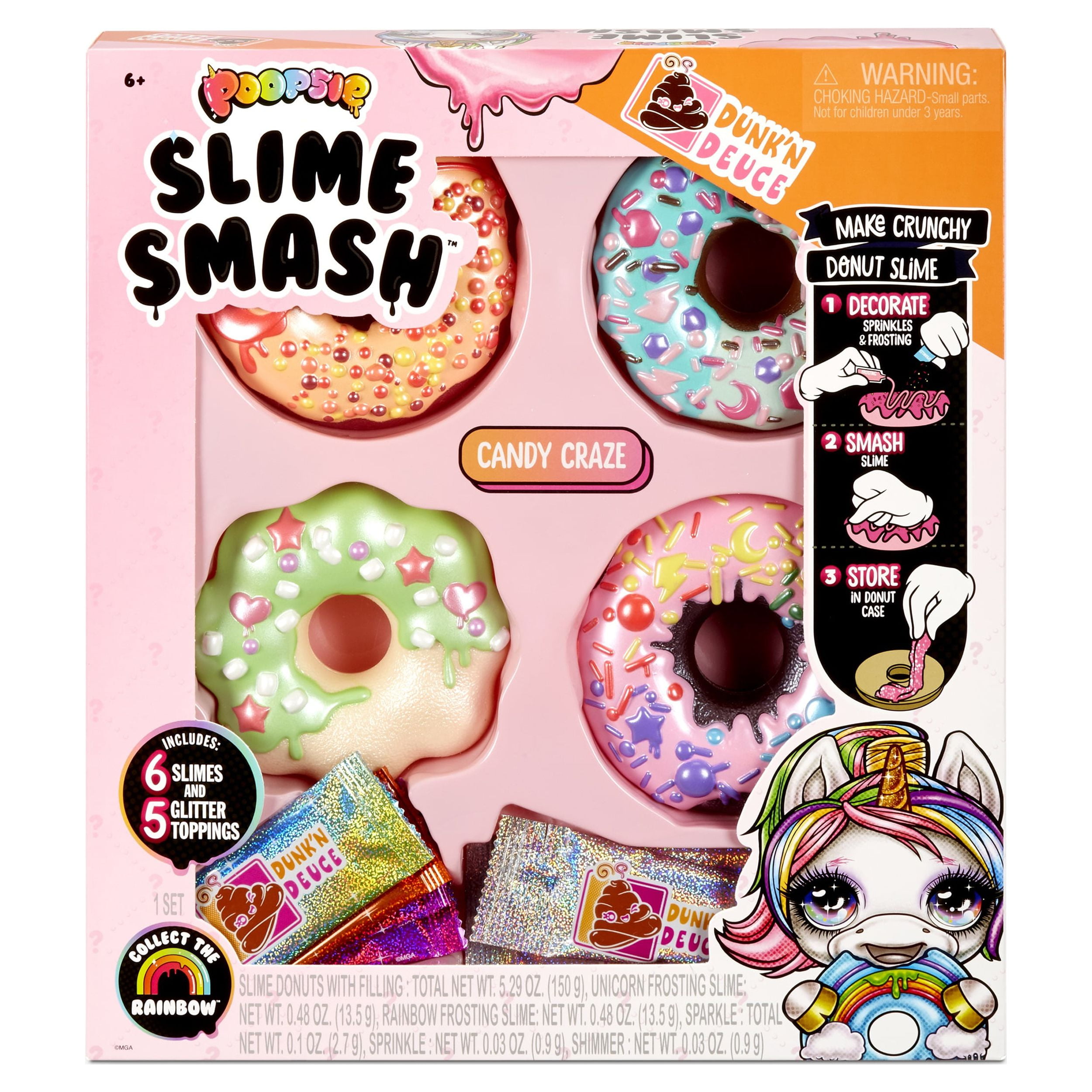 Poopsie Slime Surprise! Smash Candy Craze Play Food Toy with Crunchy  Glitter Slime & 4 Donut Shaped Storage Cases (6 oz of Slime) for Children  Ages 4 5 6+ 