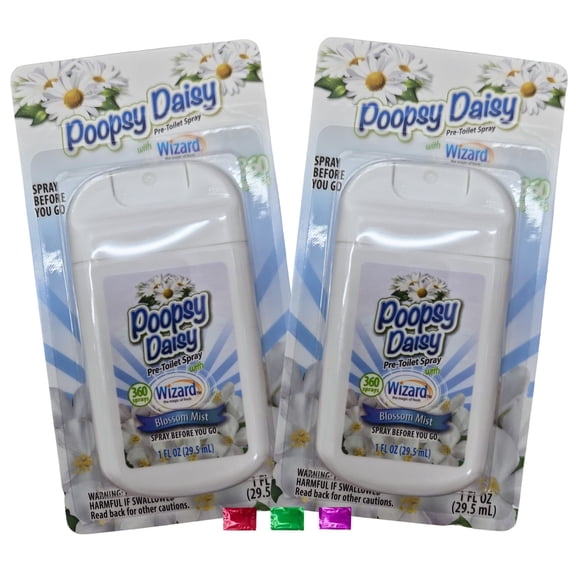 Poopsy Daisy Pre-Toilet Spray Bloosom Mist Scent 1 Fl Oz 2 Pack, Spray Before You Go Odor Control, Portable Travel Size Bathroom Spray w/ Snoep in Beperkte Oplage