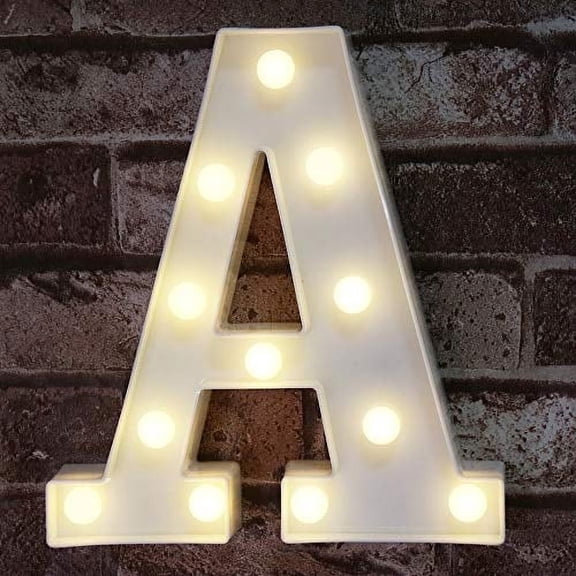 Pooqla 8.86” Battery Operated Alphabet Letter LED Marquee Sign, White