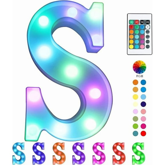 Pooqla Colorful LED marquee letter lights with Remote – light Up Signs – Party Bar Decorations for The Home - Multicolor A
