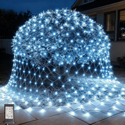Pooqla Net Lights, 300LED 14.8x4.9ft Christmas Outdoor Mesh Lights 8 Modes Green Wire, Connectable Waterproof Decorative Light for Bushes Tree Garden ,Cool White