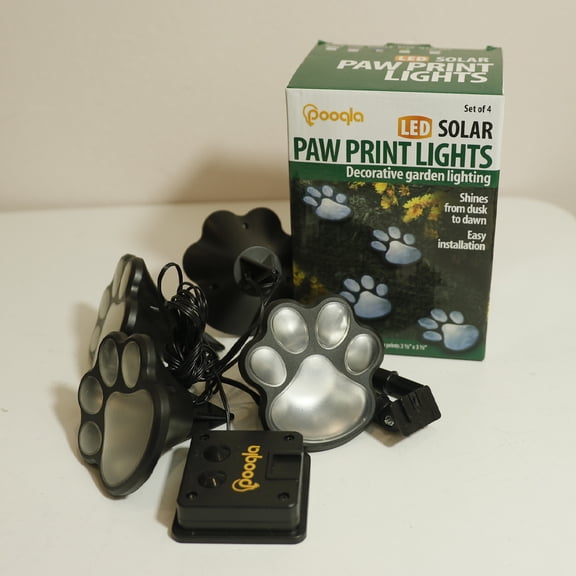 Pooqla Solar Paw Print Lights,Solar String Lights for Outdoor(Purple)