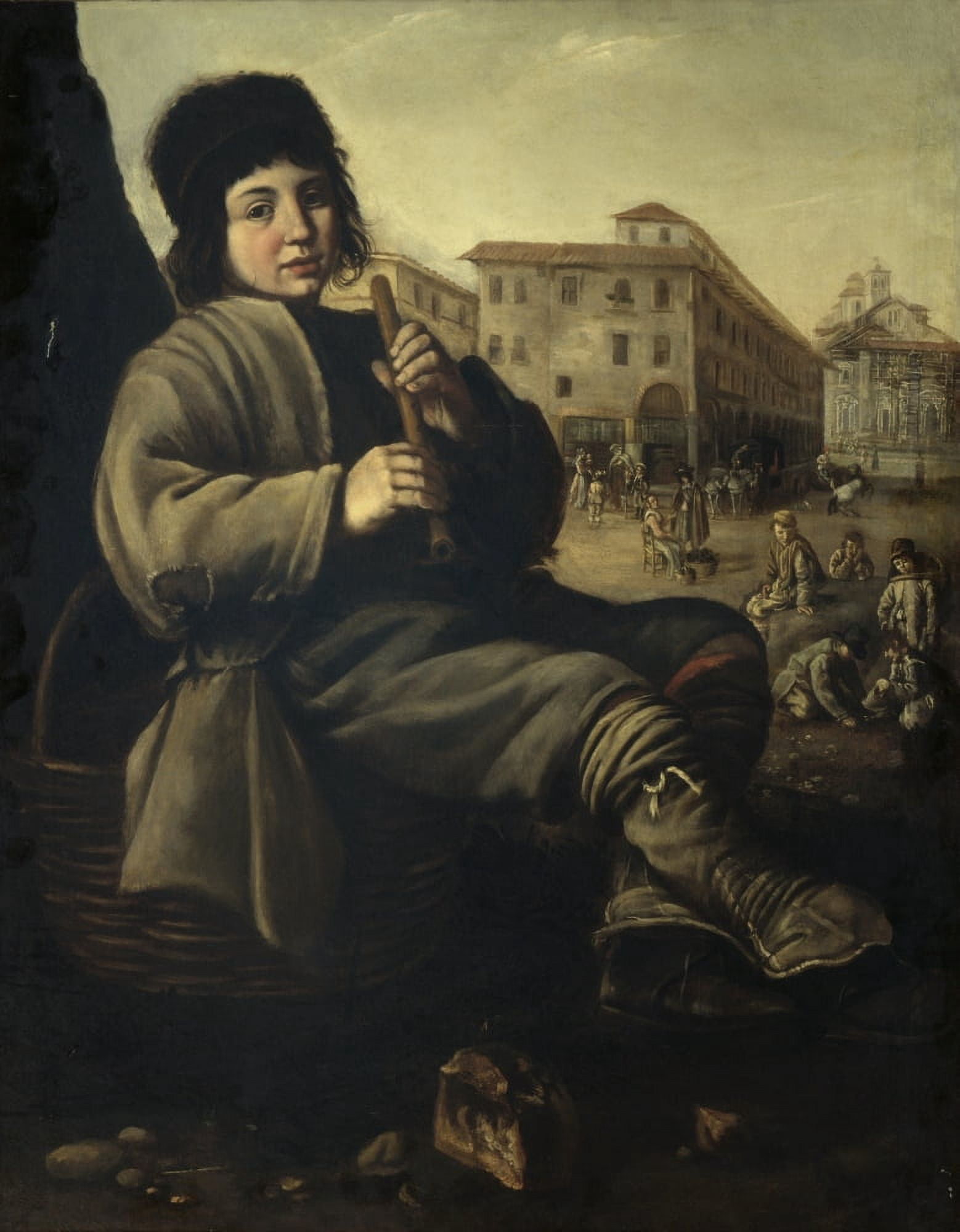 Poor Boy Sitting Canvas Art - (24 x 36)
